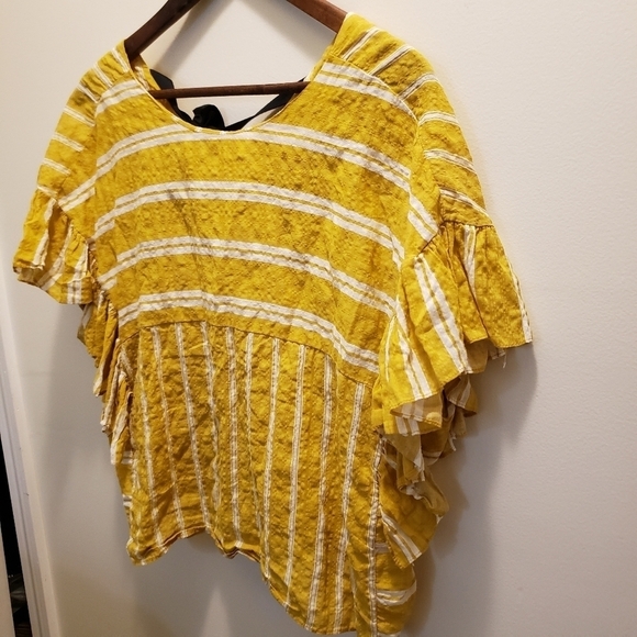 Pixie Market Lagenlook Mustard Yellow Striped Top - Picture 10 of 10